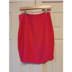 Satin silk pink fuschia pink skirt
